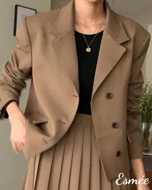 Korean Cotton Blazer with Notch Lapel