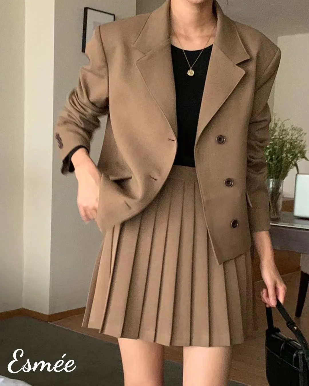 Korean Cotton Blazer with Notch Lapel