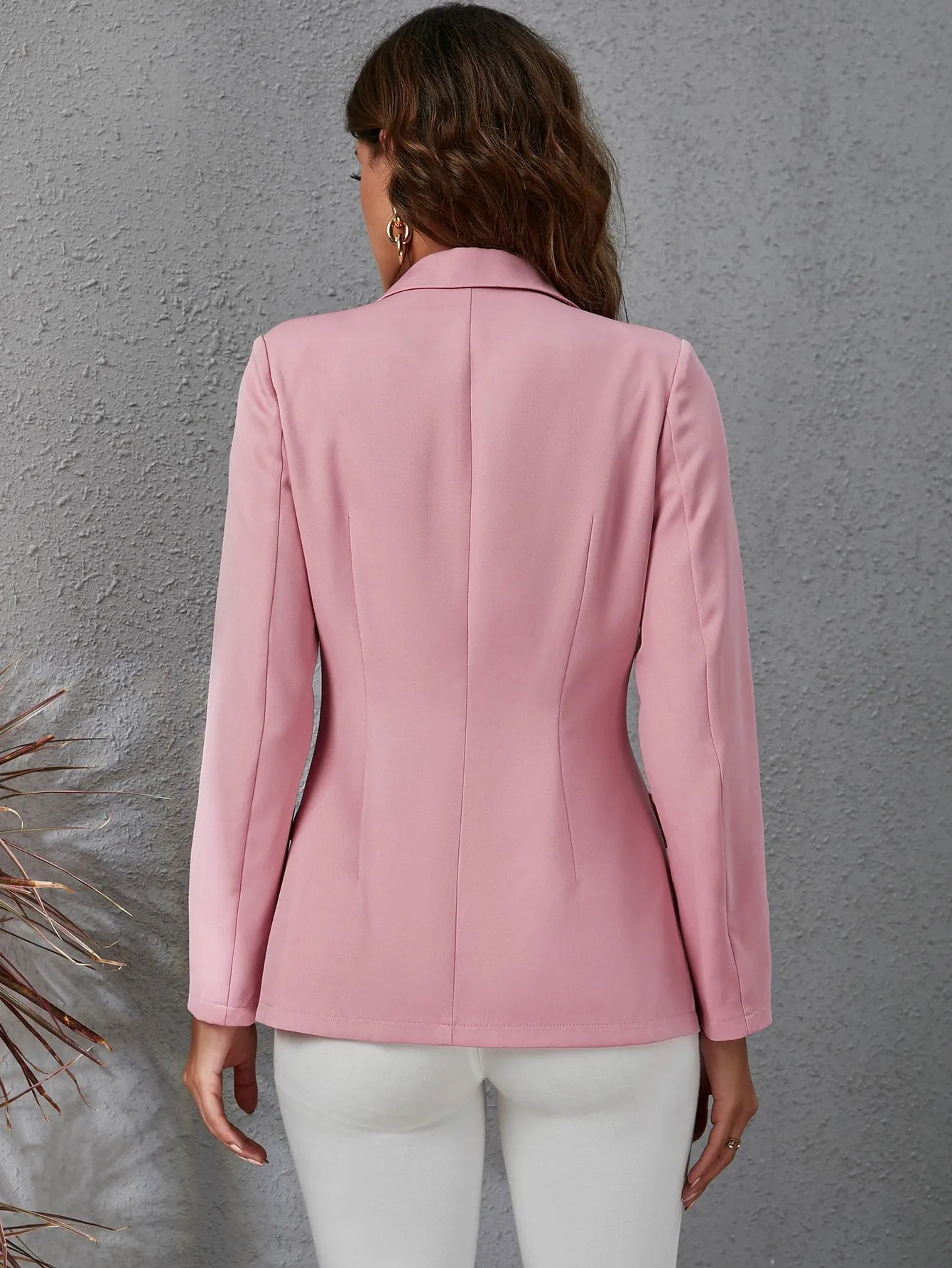 Lapel Neck Flap Detail Double Breasted Blazer