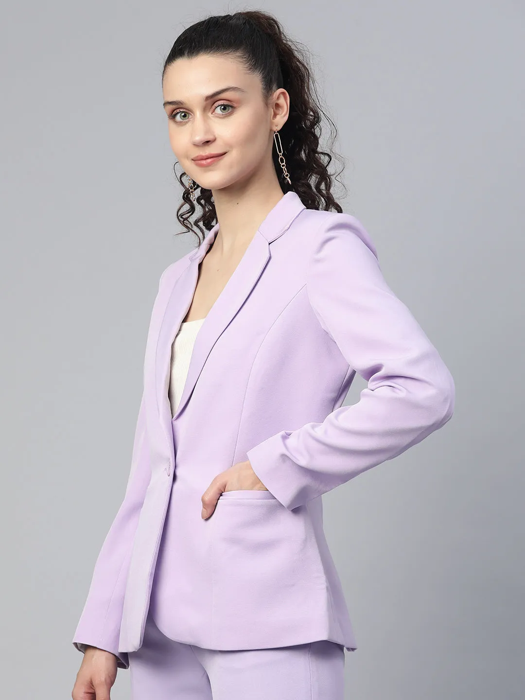 Lavender Single Button Light Weight Blazer