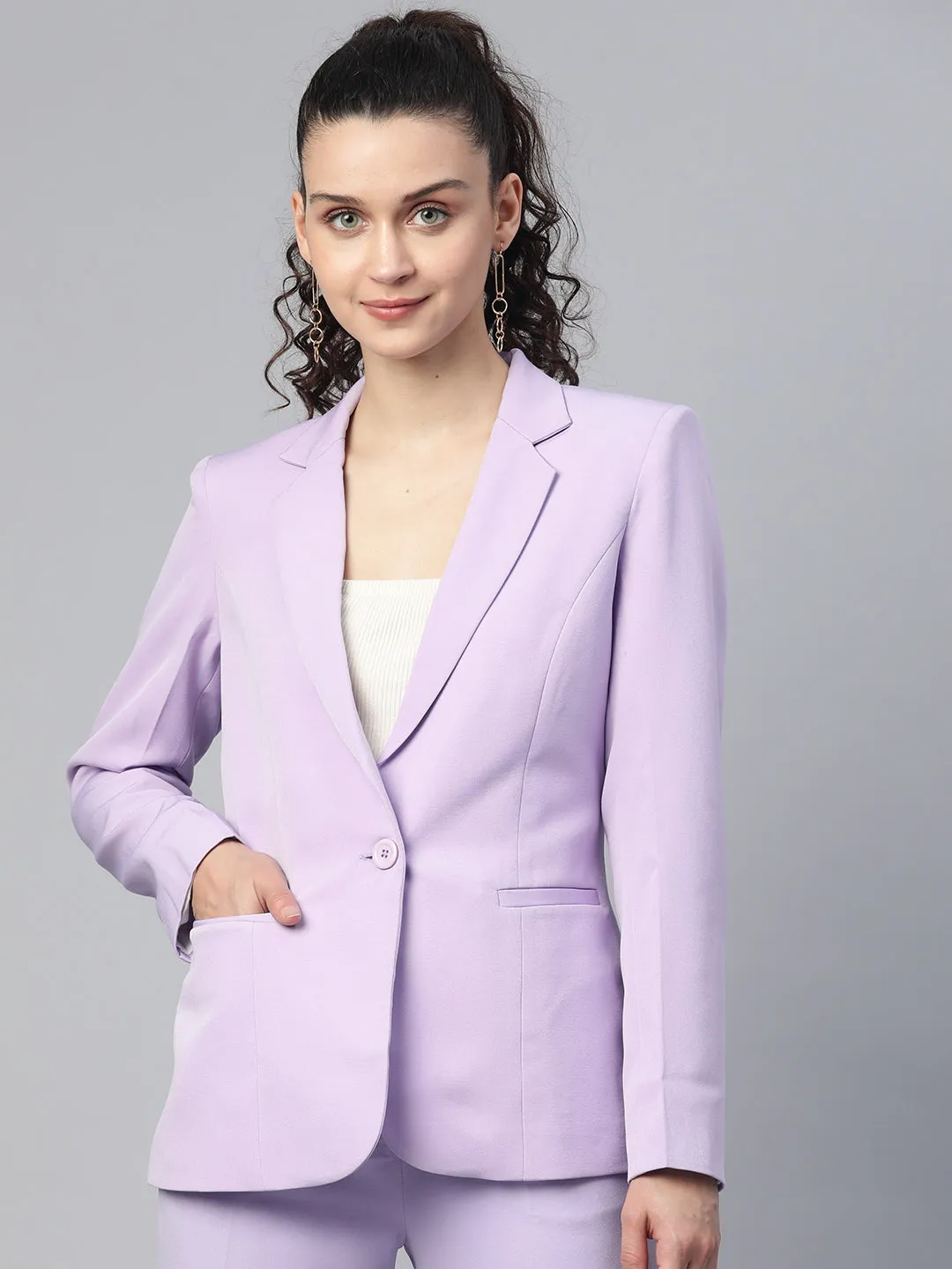 Lavender Single Button Light Weight Blazer