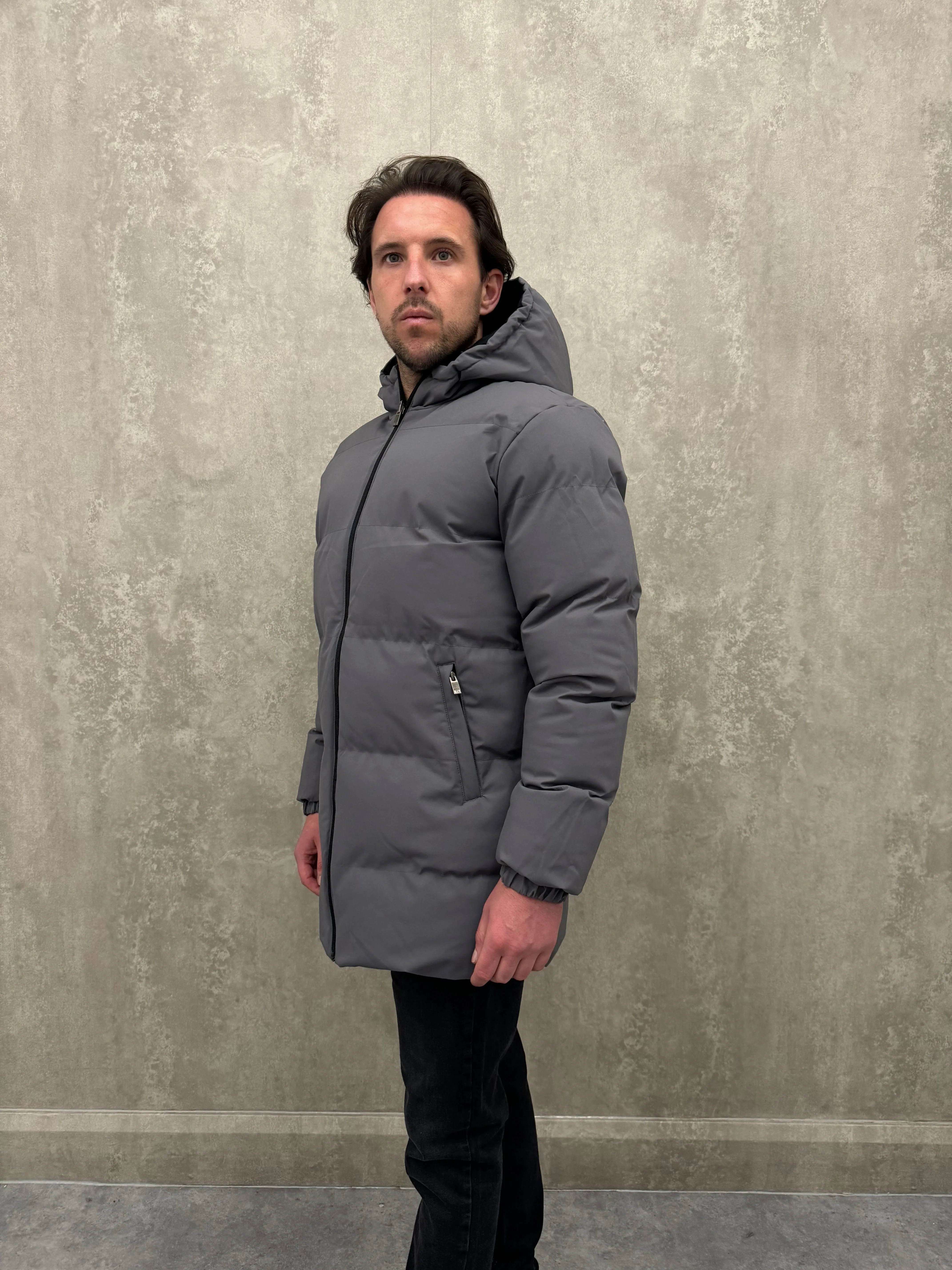 Long Reversible Jacket - Black/ Grey