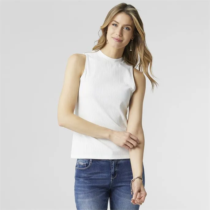 MaCenna Mock Neck Ribbed Tank