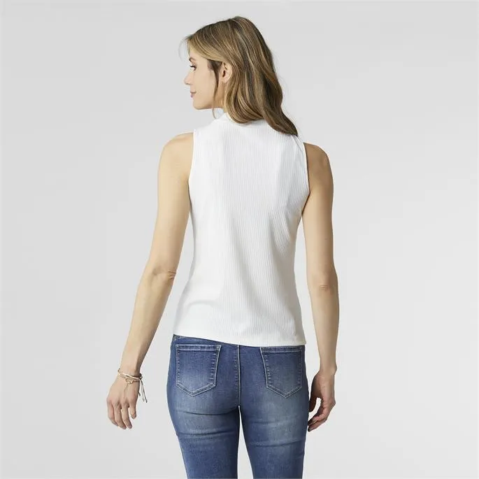 MaCenna Mock Neck Ribbed Tank