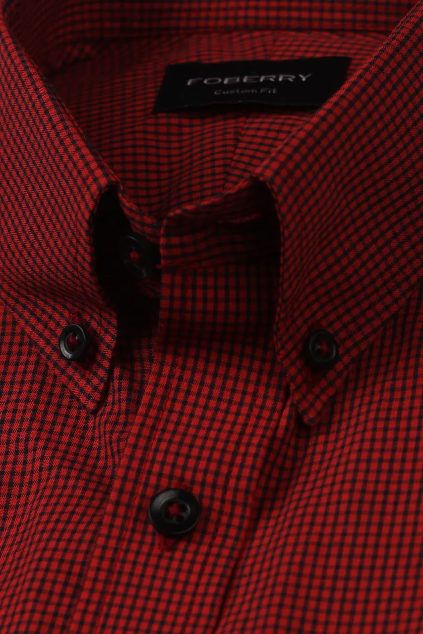 Maroon Micro Gingham Shirt