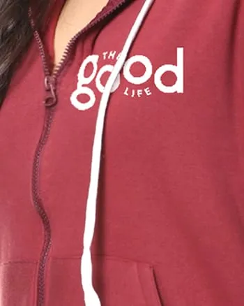 Maroon "The Good Life" Front Zipper Sweatshirt | New Wine