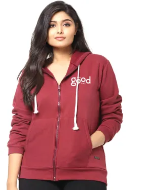 Maroon "The Good Life" Front Zipper Sweatshirt | New Wine