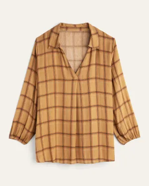 Matilda Plaid Button-Down Tunic | Brown