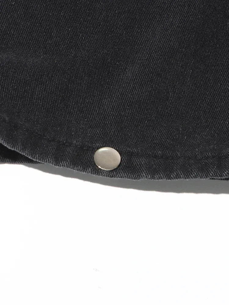 Maxi Pocket Dark Grey Wide-Leg Jeans with Vintage Zipper