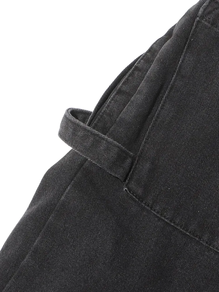 Maxi Pocket Dark Grey Wide-Leg Jeans with Vintage Zipper