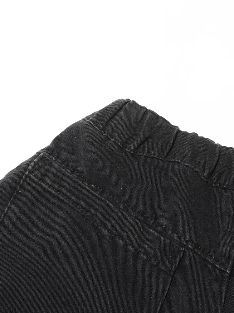 Maxi Pocket Dark Grey Wide-Leg Jeans with Vintage Zipper