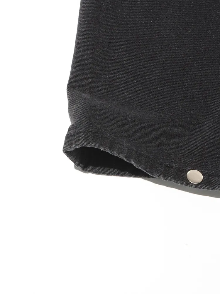 Maxi Pocket Dark Grey Wide-Leg Jeans with Vintage Zipper