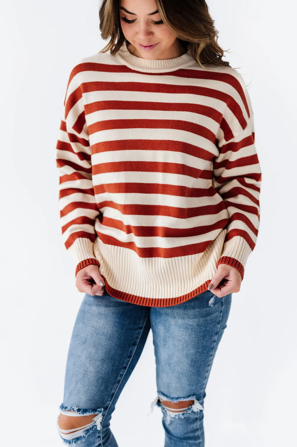 McCall Stripe Sweater in Clay