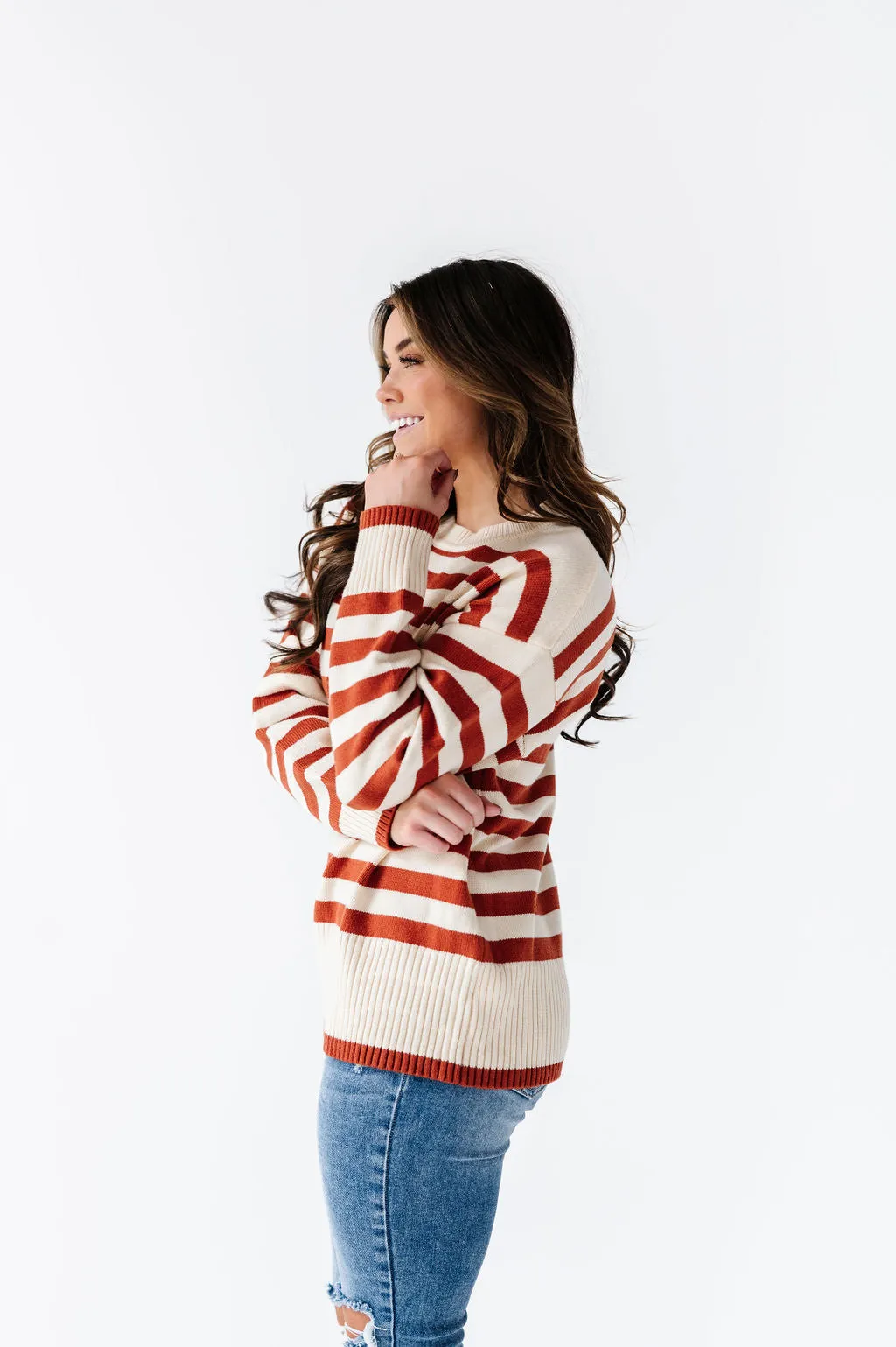 McCall Stripe Sweater in Clay