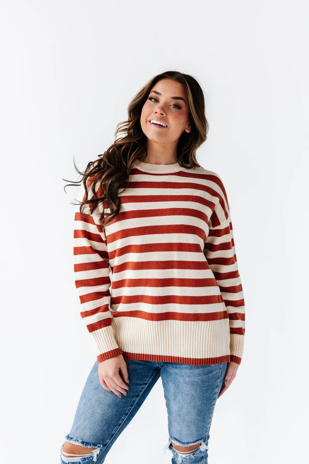 McCall Stripe Sweater in Clay