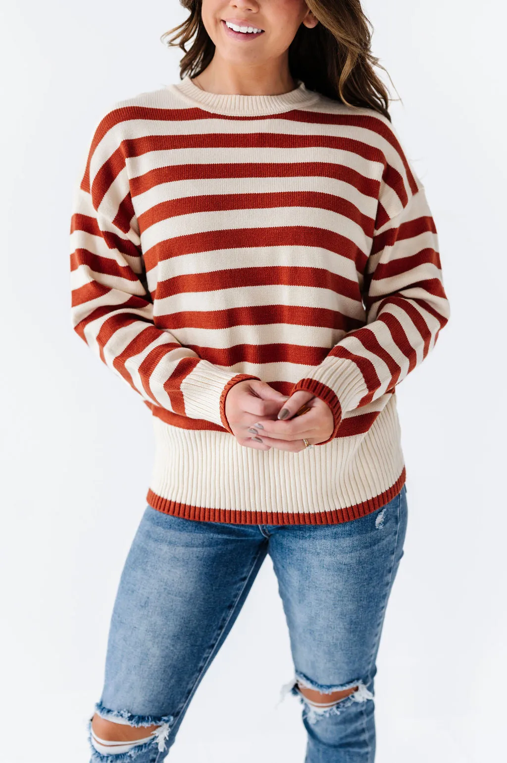 McCall Stripe Sweater in Clay