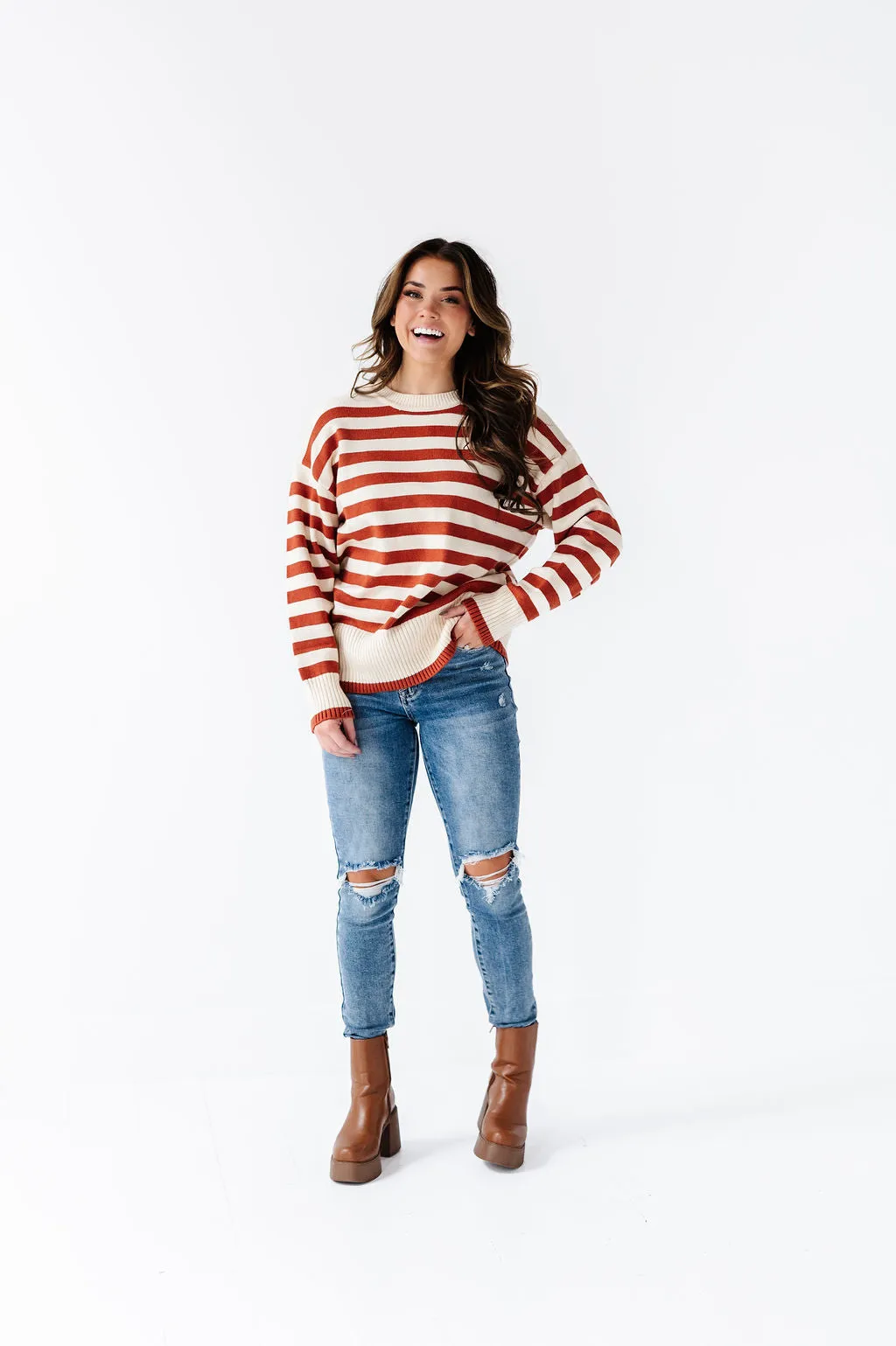 McCall Stripe Sweater in Clay