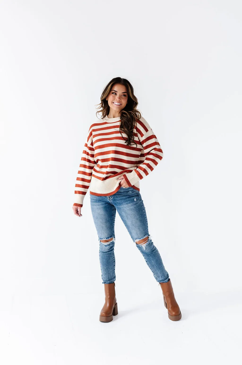 McCall Stripe Sweater in Clay