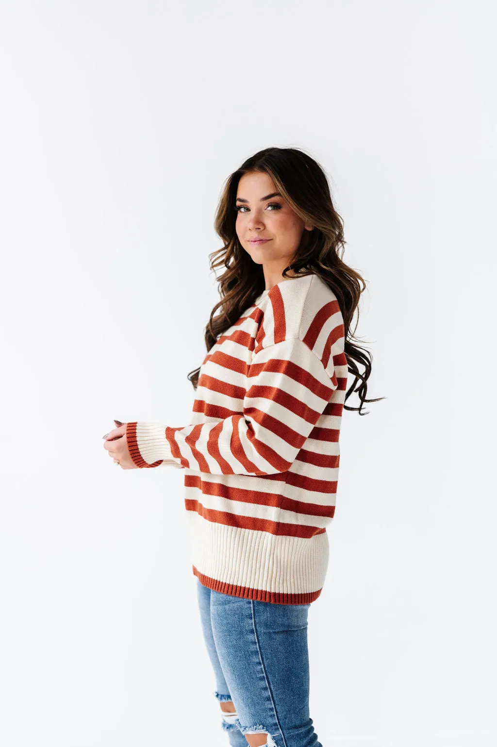 McCall Stripe Sweater in Clay