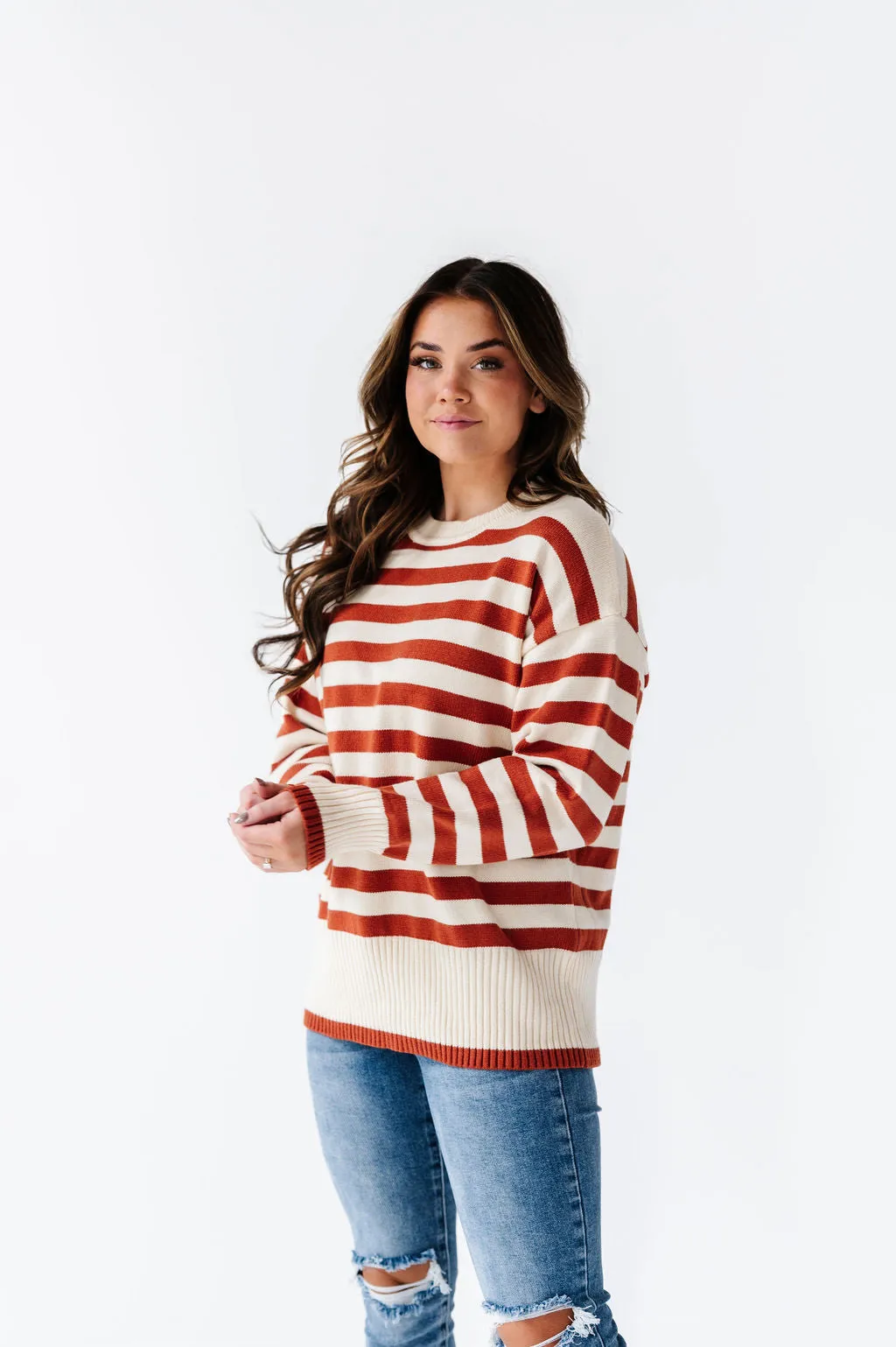 McCall Stripe Sweater in Clay