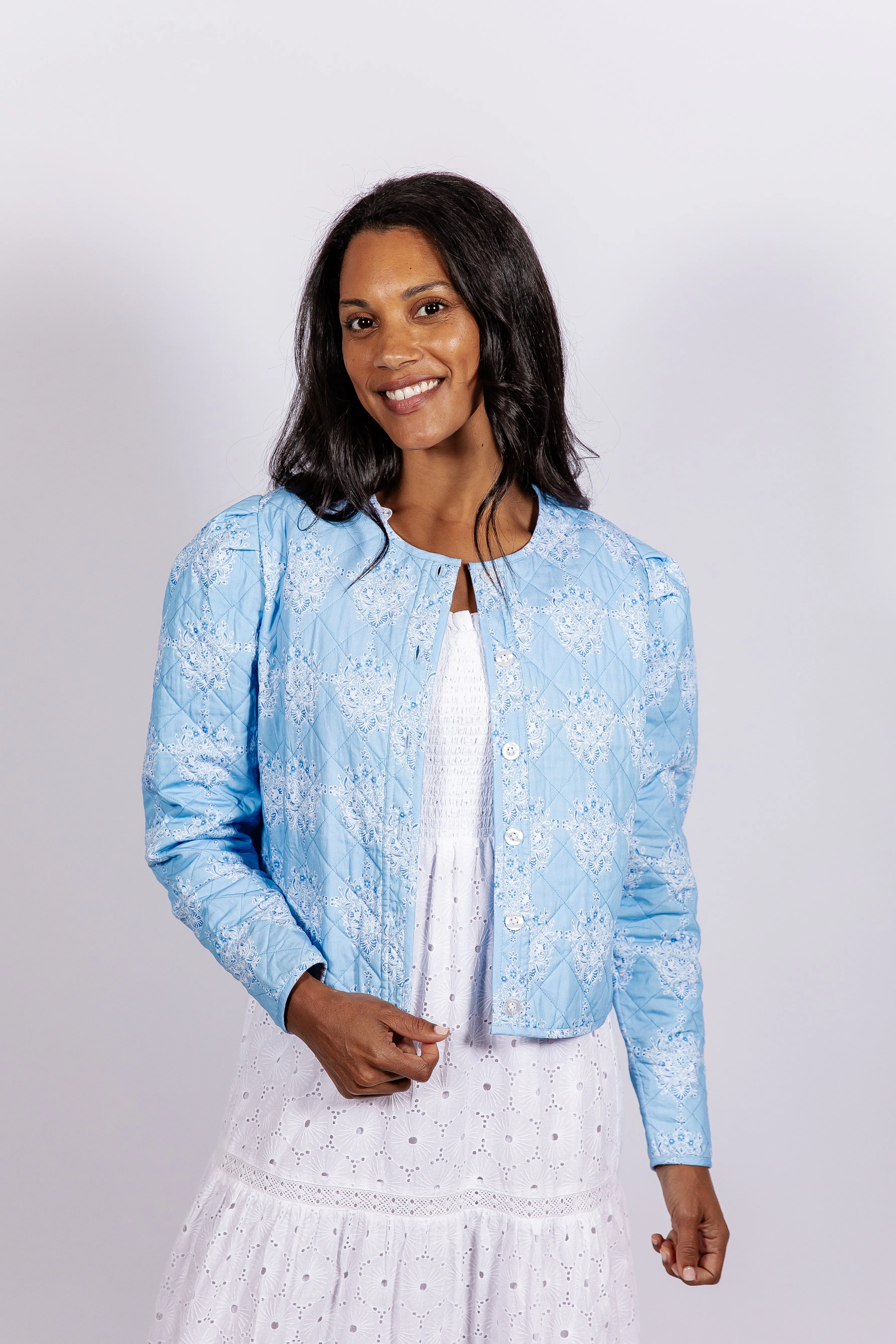 Medallion Print Reversible Button Front Jacket