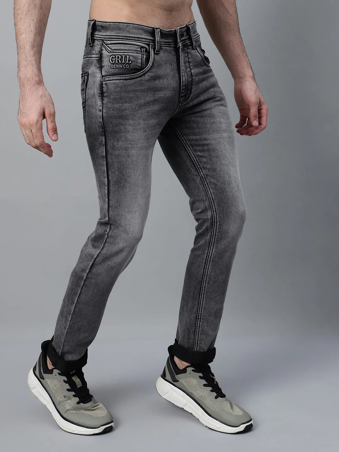 Men's Black Solid Stretchable Jeans