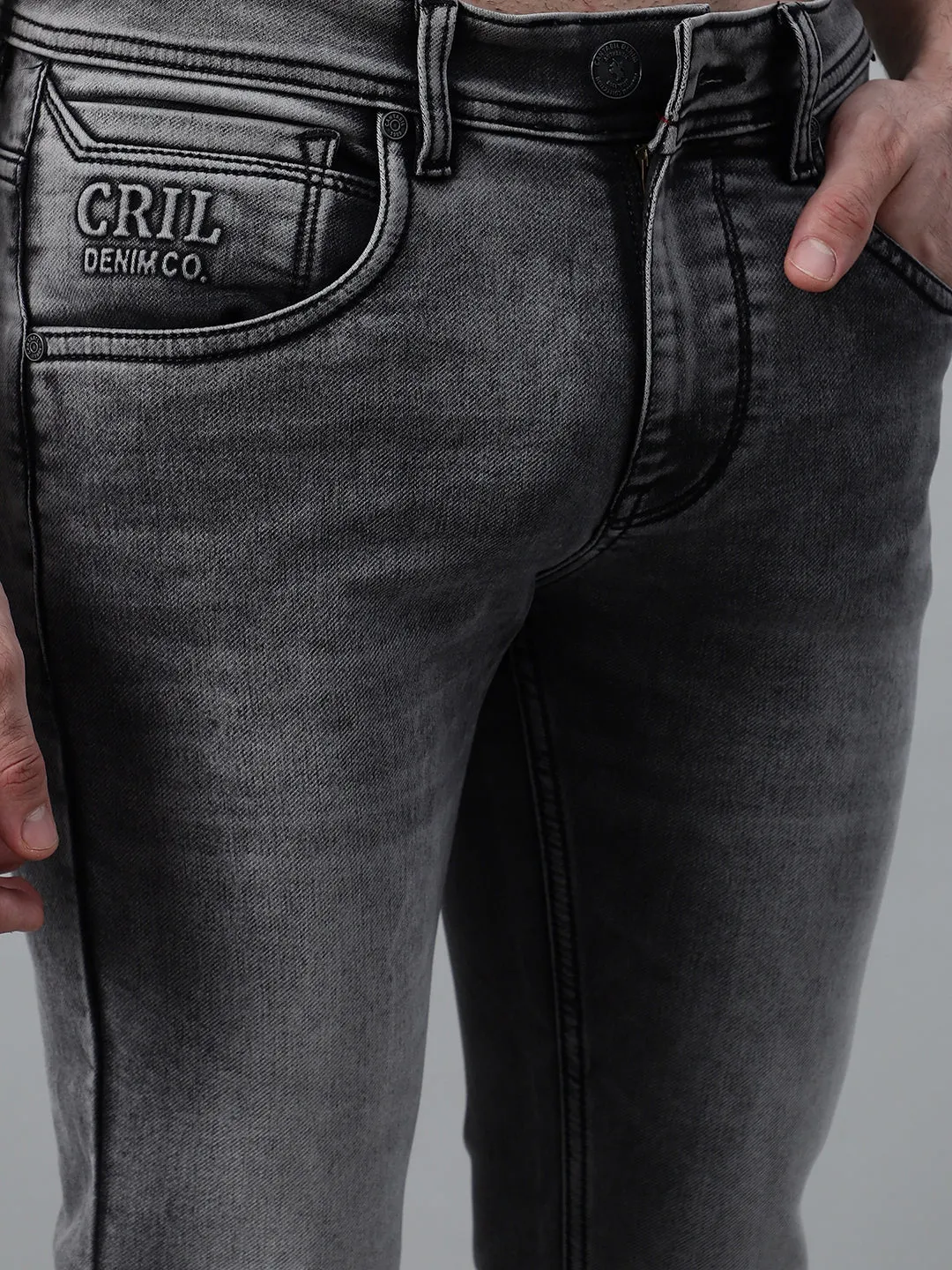 Men's Black Solid Stretchable Jeans