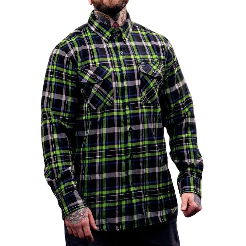 Men's Fashion Red and Green Plaid Lapel Long Sleeve Shirt 55166033F