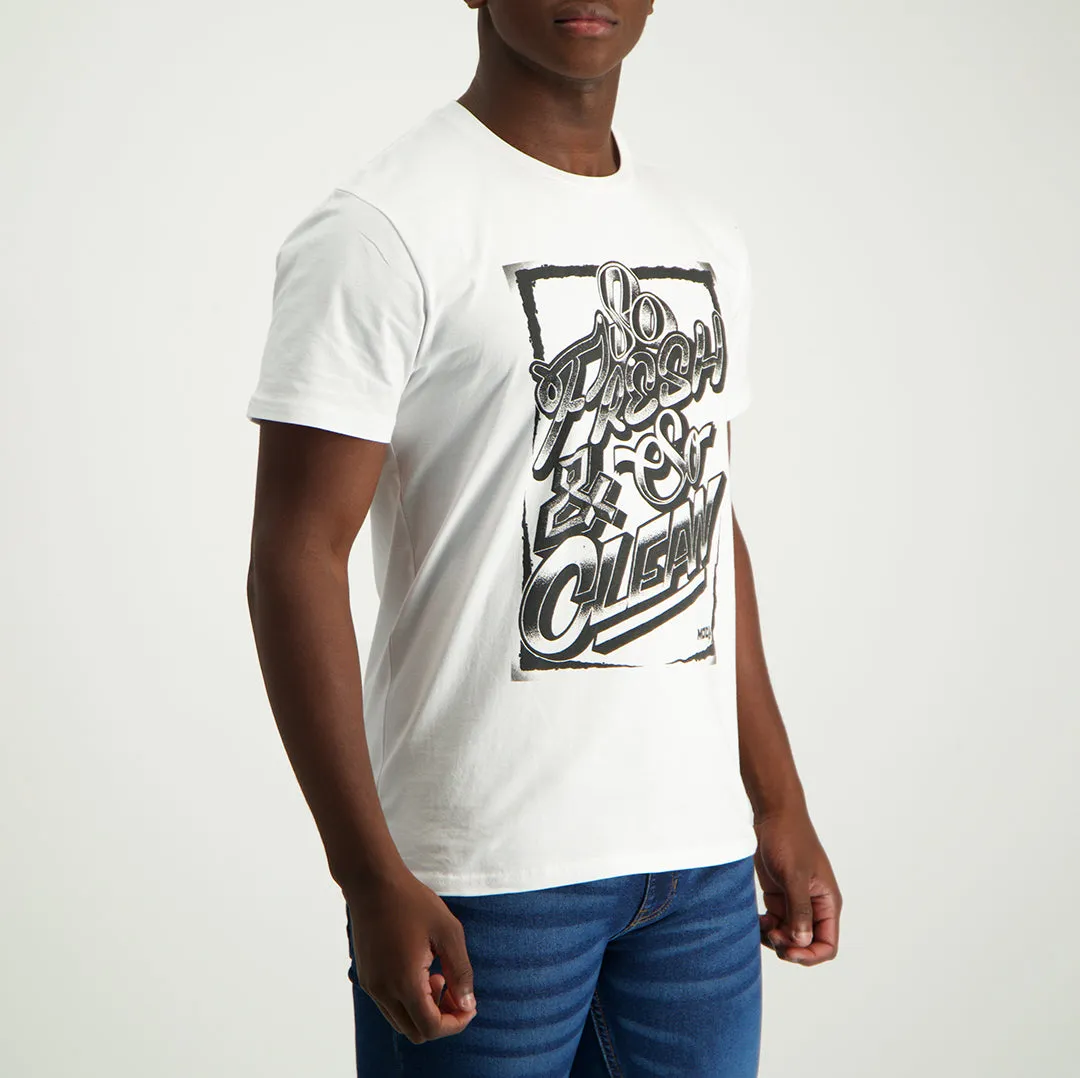 MENS MODA WHITE GRAPHIC T-SHIRT