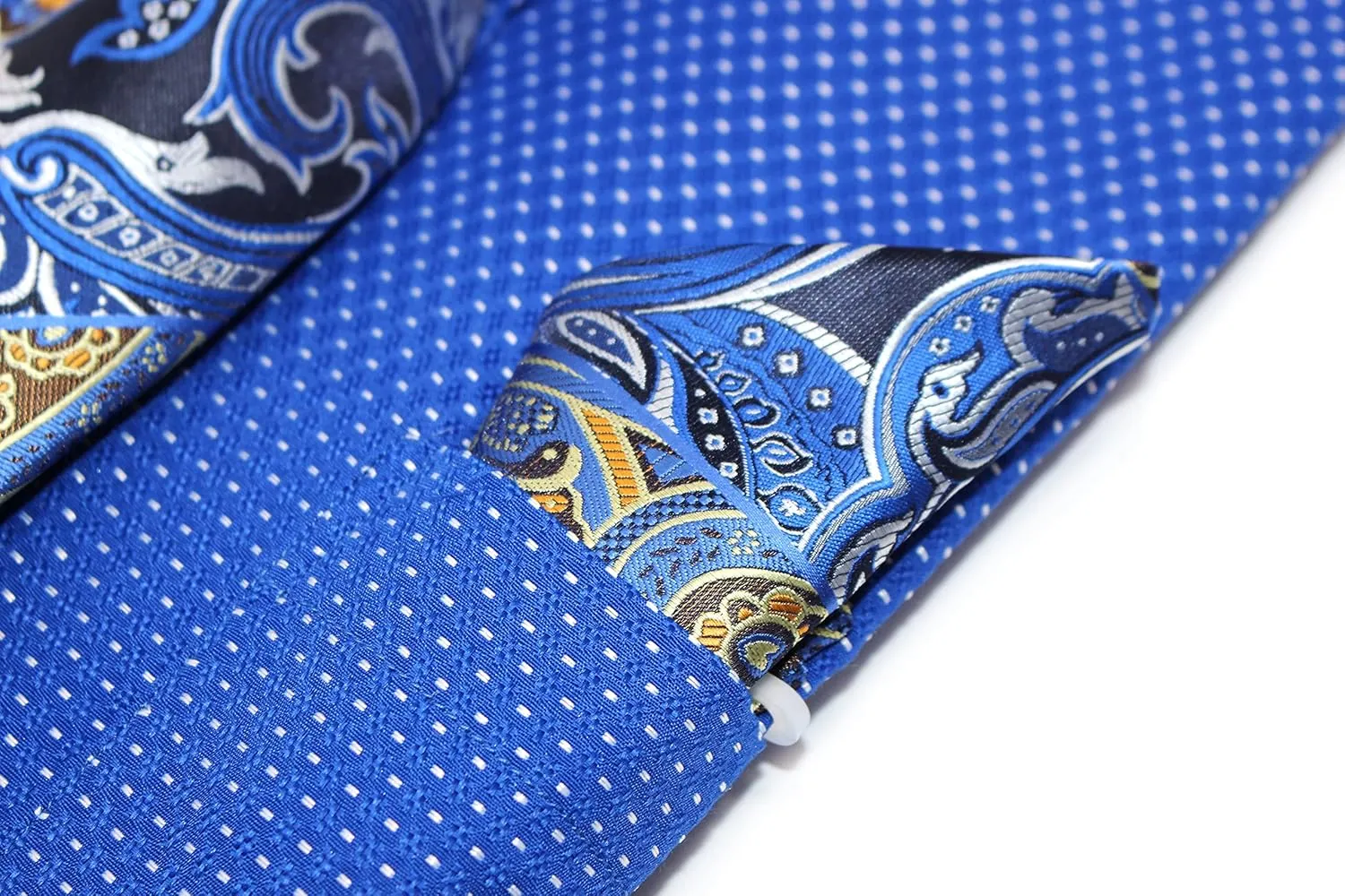 Men's Pin Dot Pattern Regular Fit French Cuffs Dress Shirts with Tie Hanky Cufflinks Combo