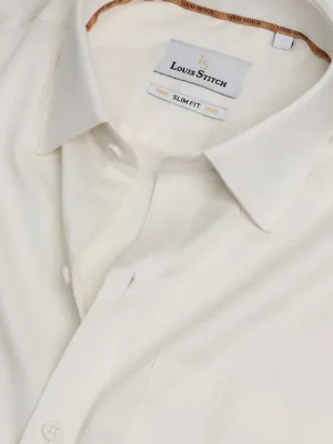 Men's Slim Fit  Solid Ivory Formal Shirt