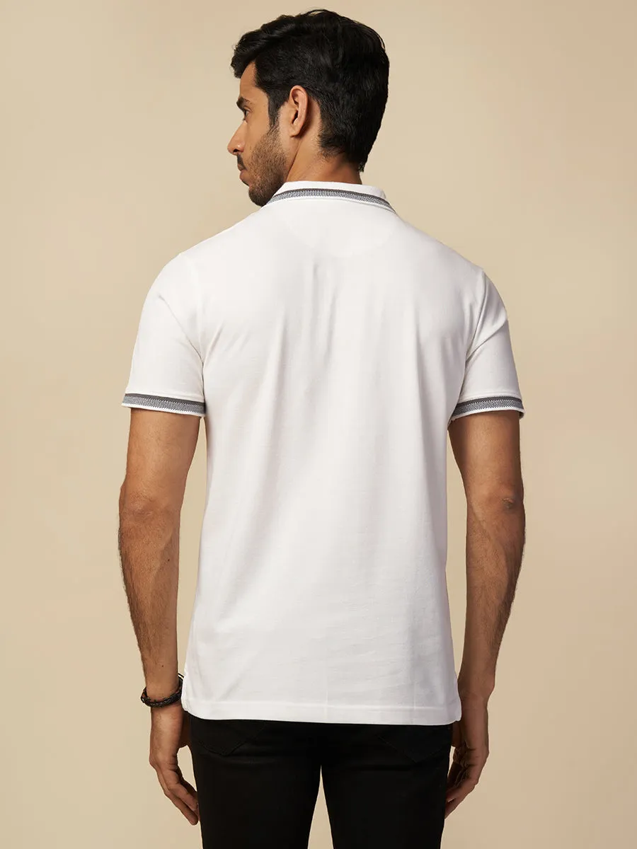 MENS WHITE COTTON POLO TSHIRT