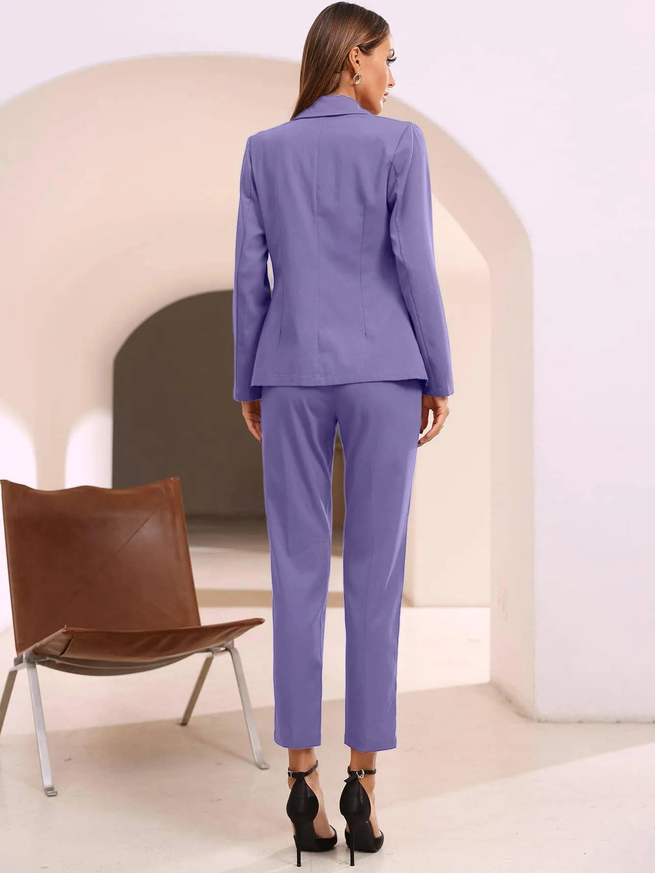 Modely Solid Open Front Blazer & Pants