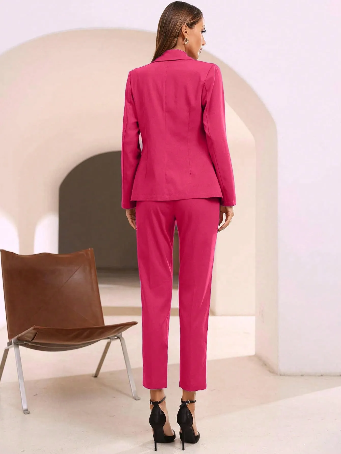 Modely Solid Open Front Blazer & Pants