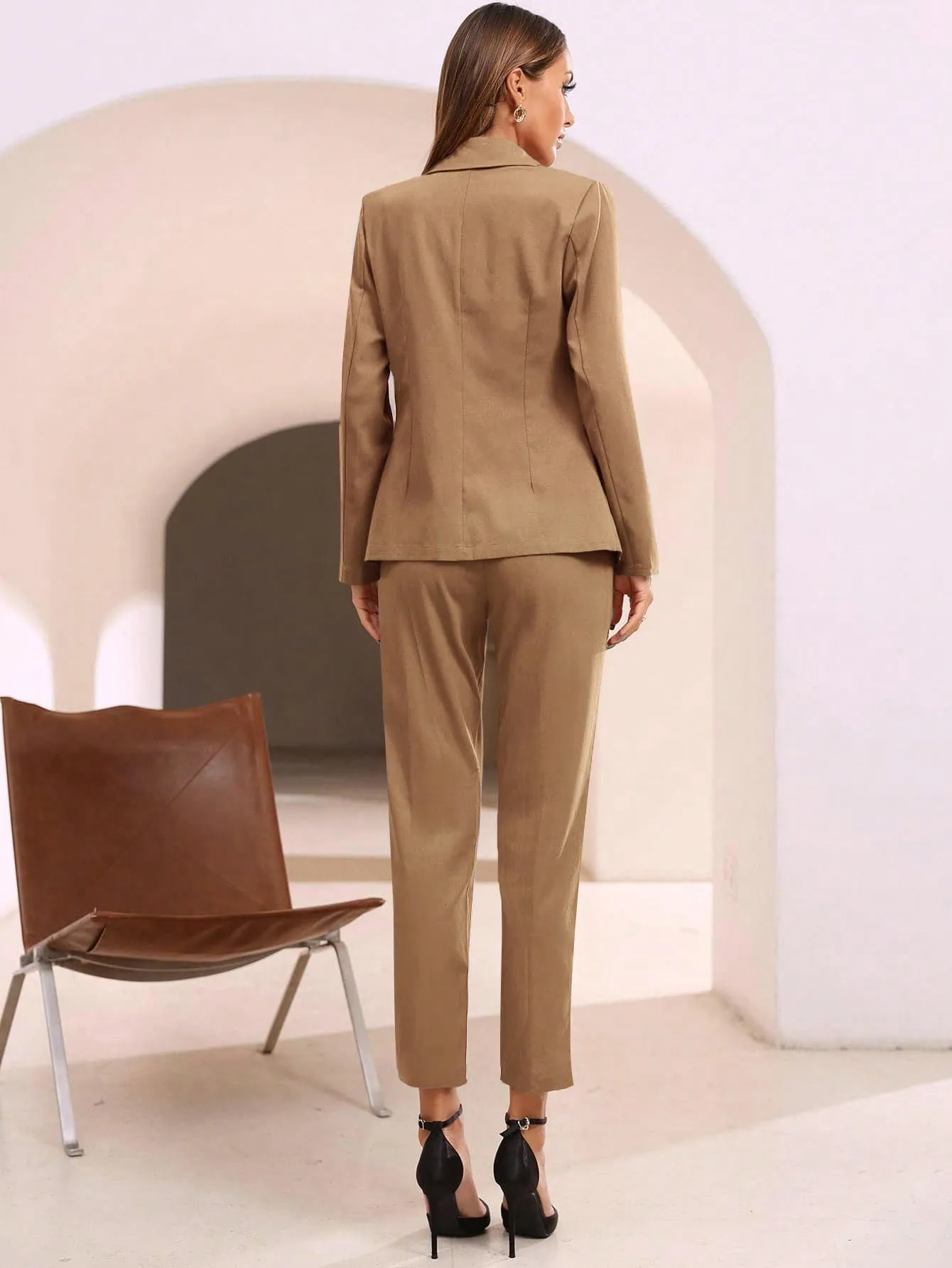 Modely Solid Open Front Blazer & Pants