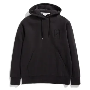 Norse Projects Arne Relaxed Organic Brushed Fleece N Logo Hoodie Black