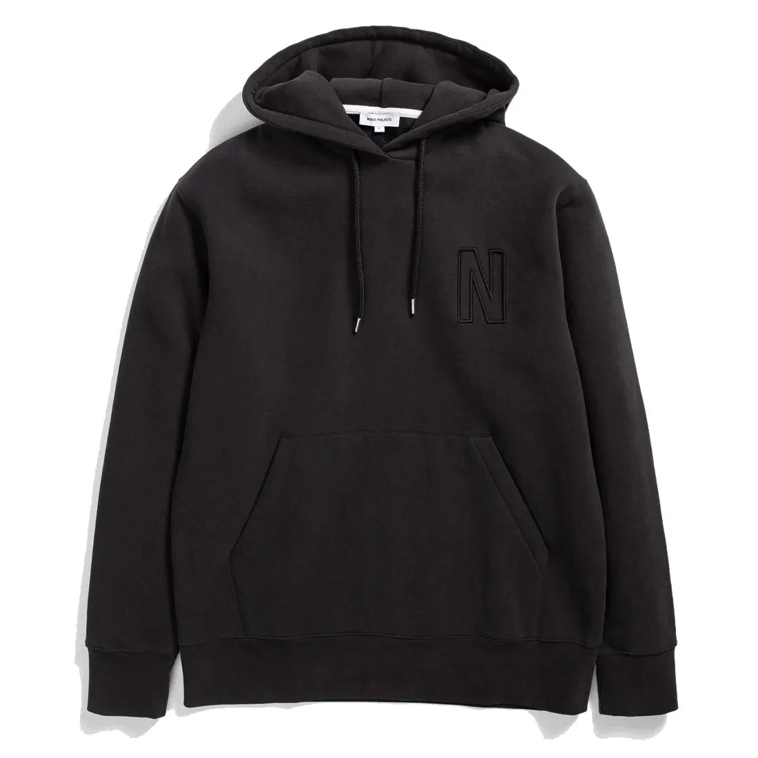 Norse Projects Arne Relaxed Organic Brushed Fleece N Logo Hoodie Black