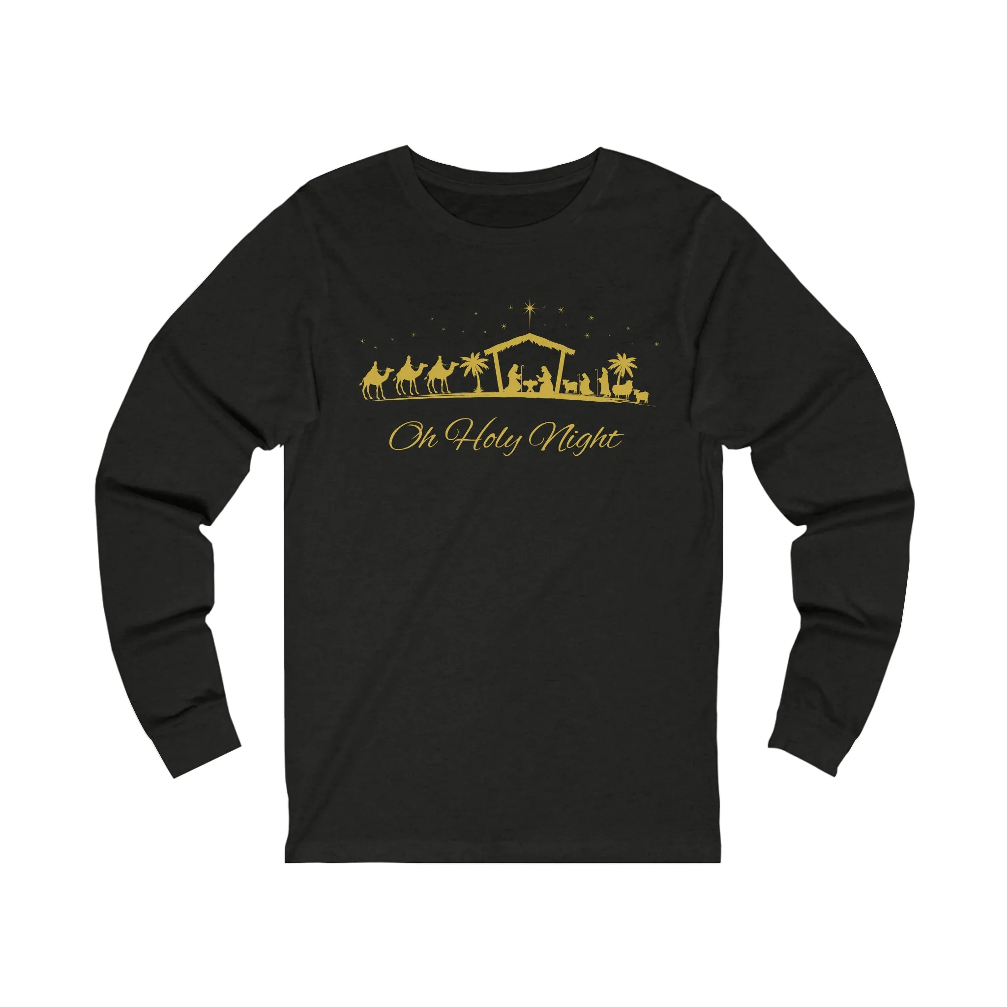 Oh Holy Night, Christmas long sleeve shirt, holiday long sleeve, christian christmas long sleeve, Christmas Party Long Sleeve Shirt, Jesus