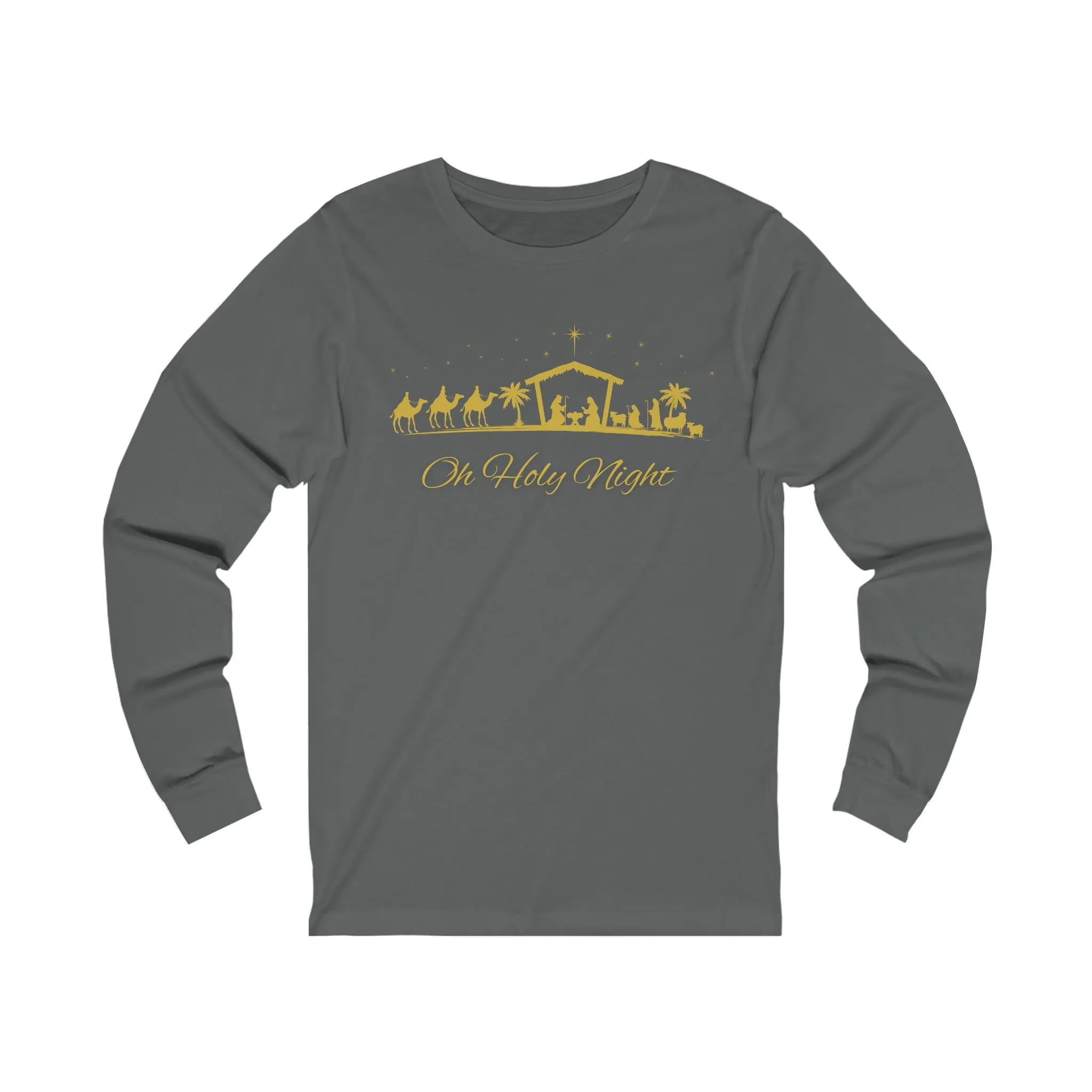 Oh Holy Night, Christmas long sleeve shirt, holiday long sleeve, christian christmas long sleeve, Christmas Party Long Sleeve Shirt, Jesus
