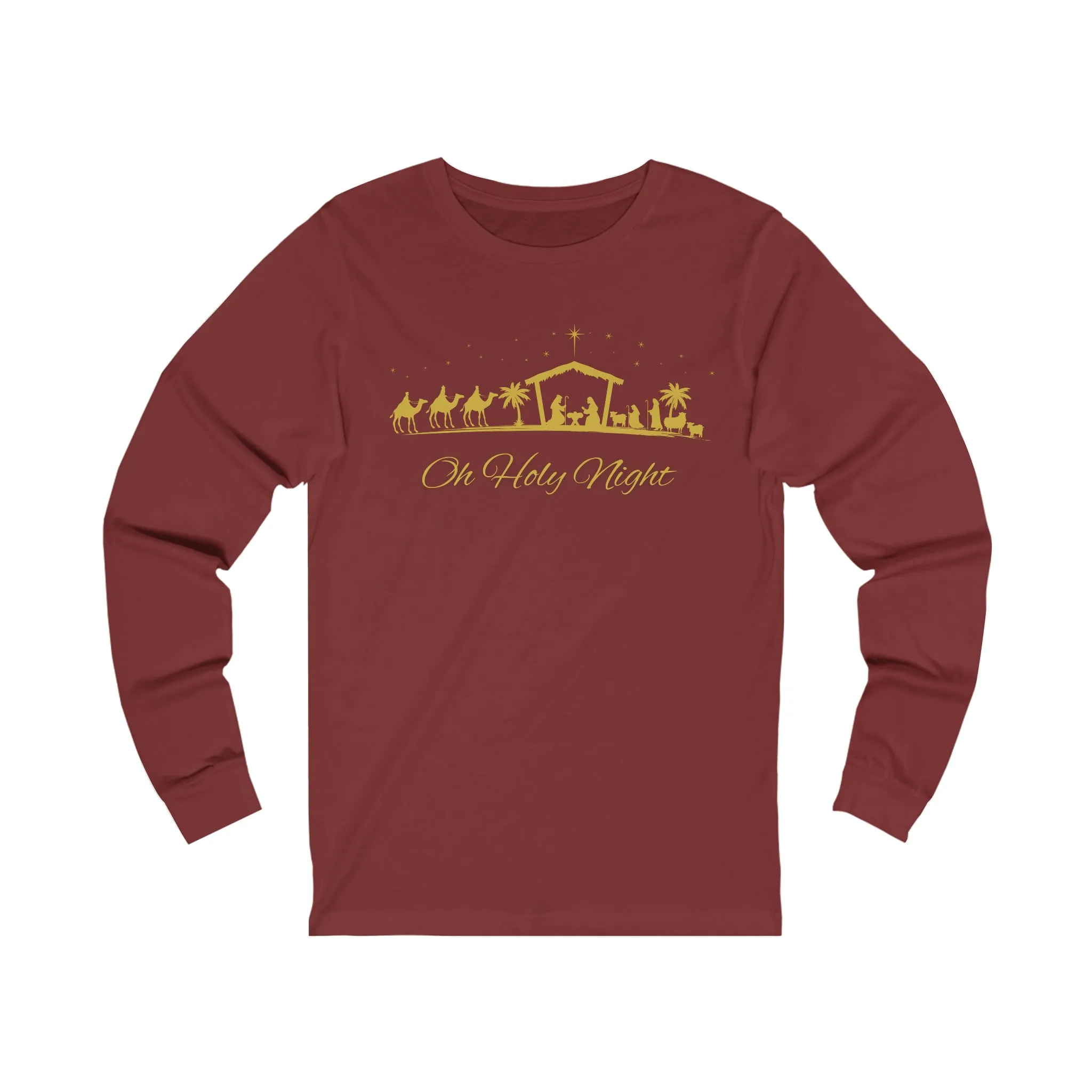 Oh Holy Night, Christmas long sleeve shirt, holiday long sleeve, christian christmas long sleeve, Christmas Party Long Sleeve Shirt, Jesus