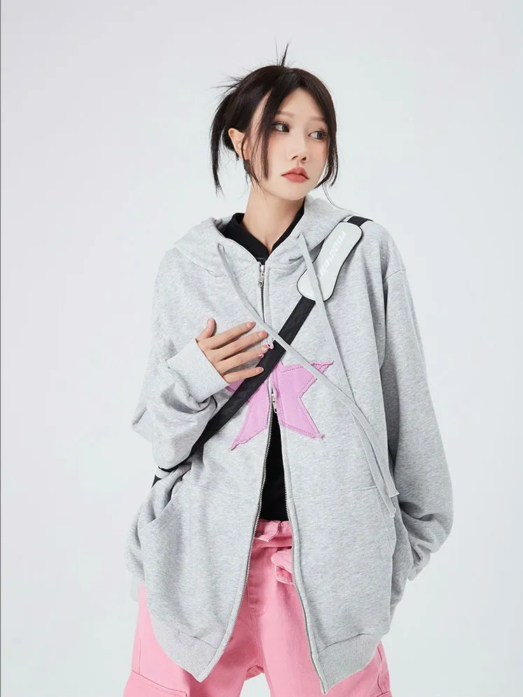 Oversized Double-Zip Star Hoodie