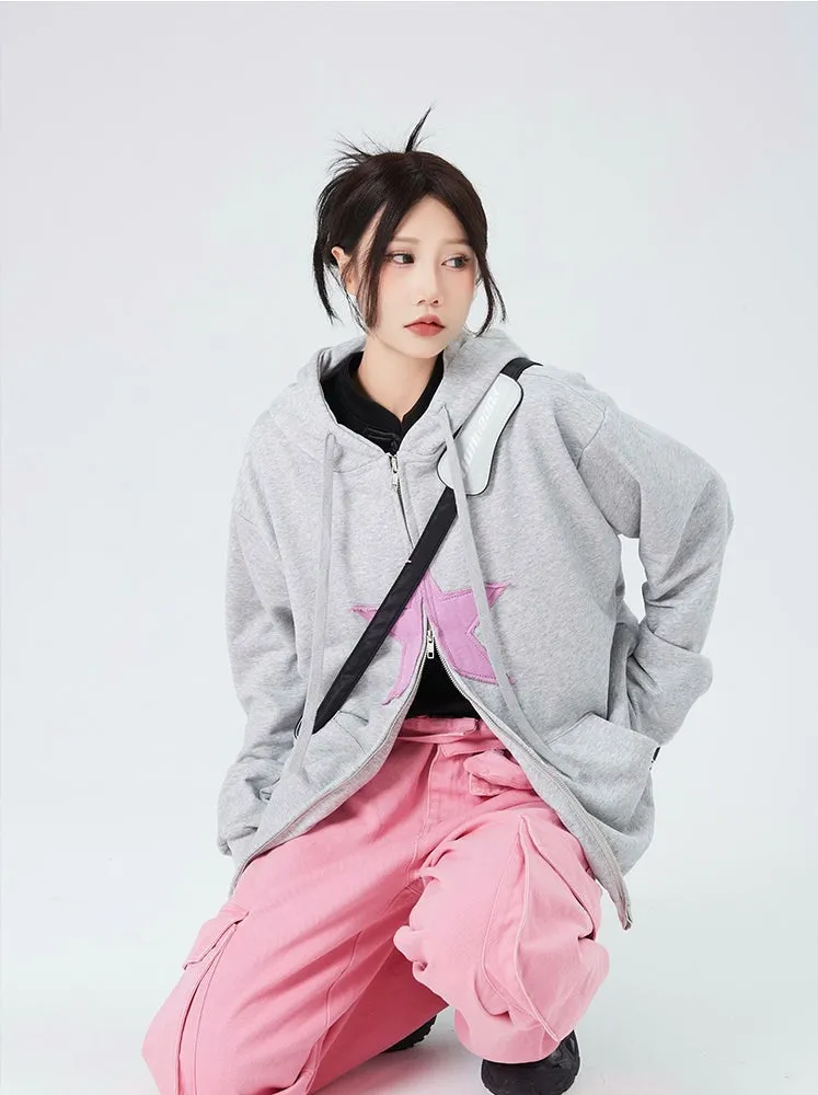 Oversized Double-Zip Star Hoodie