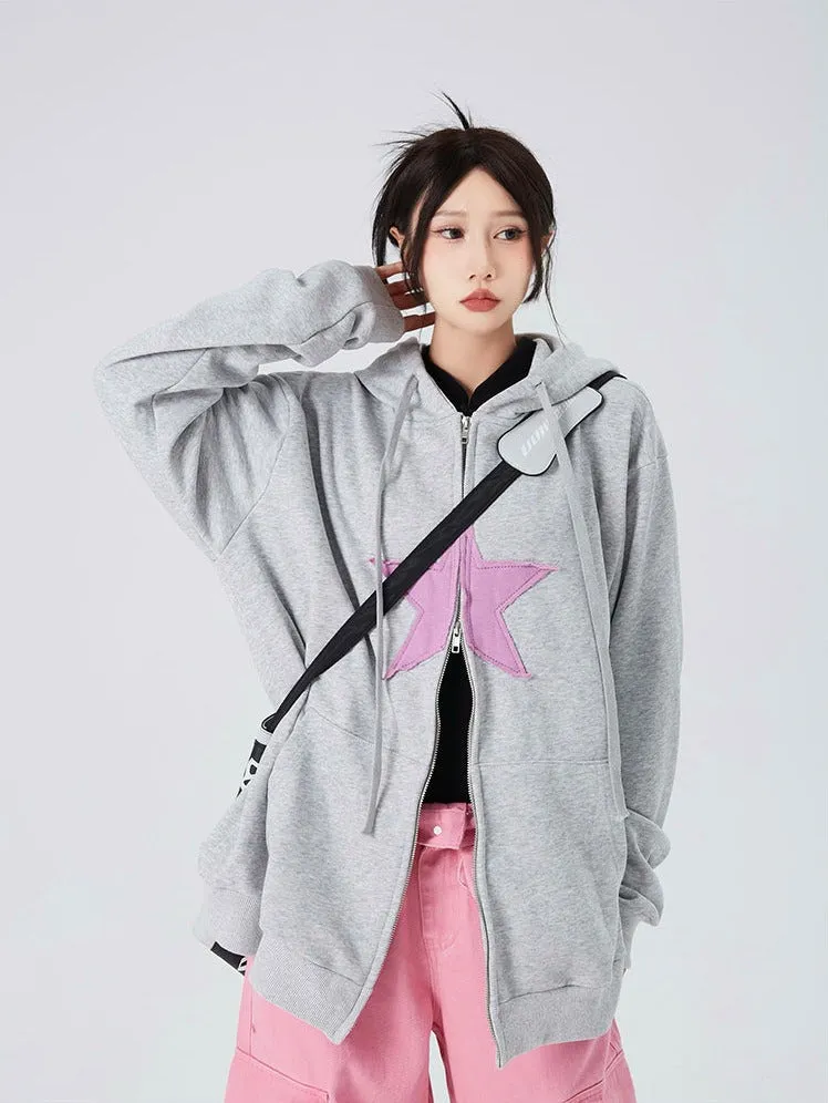 Oversized Double-Zip Star Hoodie