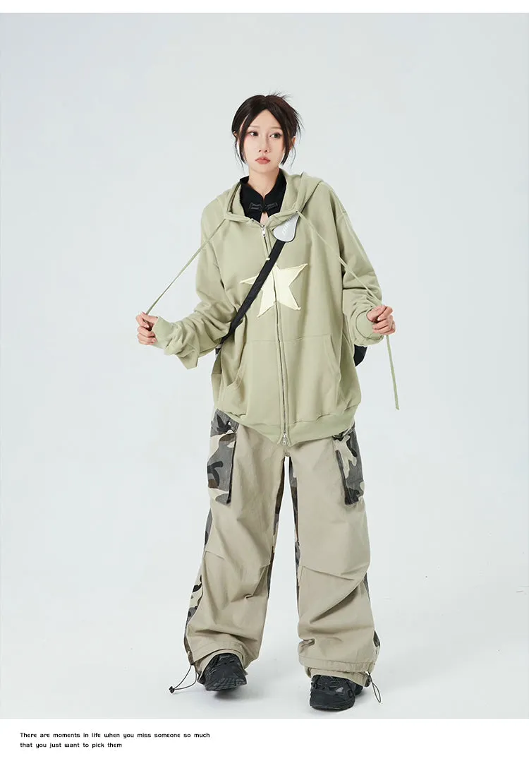 Oversized Double-Zip Star Hoodie