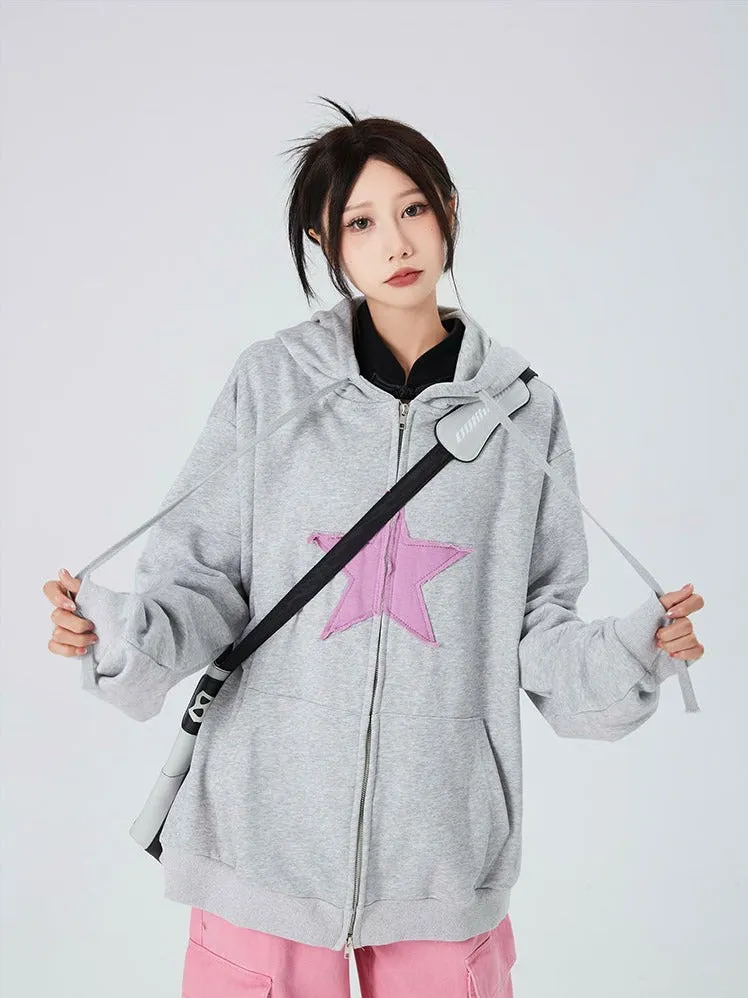 Oversized Double-Zip Star Hoodie