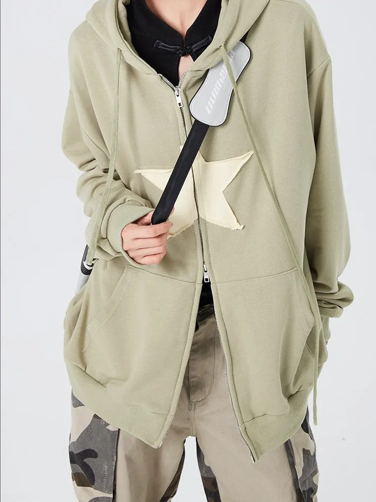 Oversized Double-Zip Star Hoodie