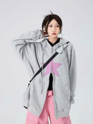 Oversized Double-Zip Star Hoodie