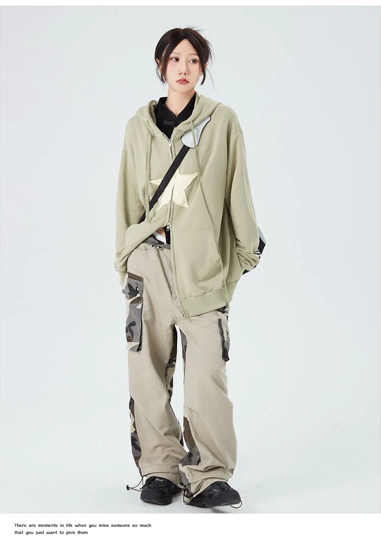 Oversized Double-Zip Star Hoodie