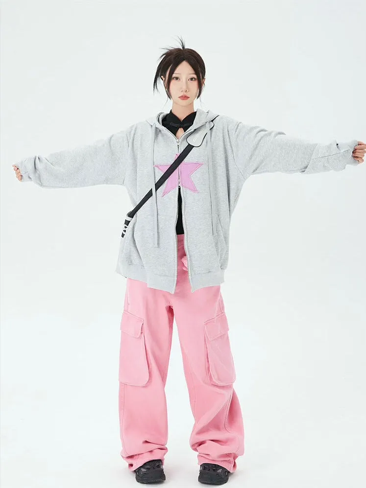 Oversized Double-Zip Star Hoodie