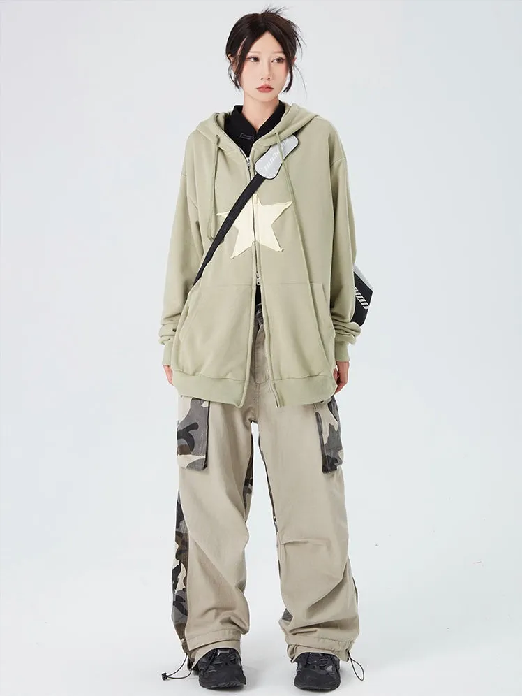 Oversized Double-Zip Star Hoodie